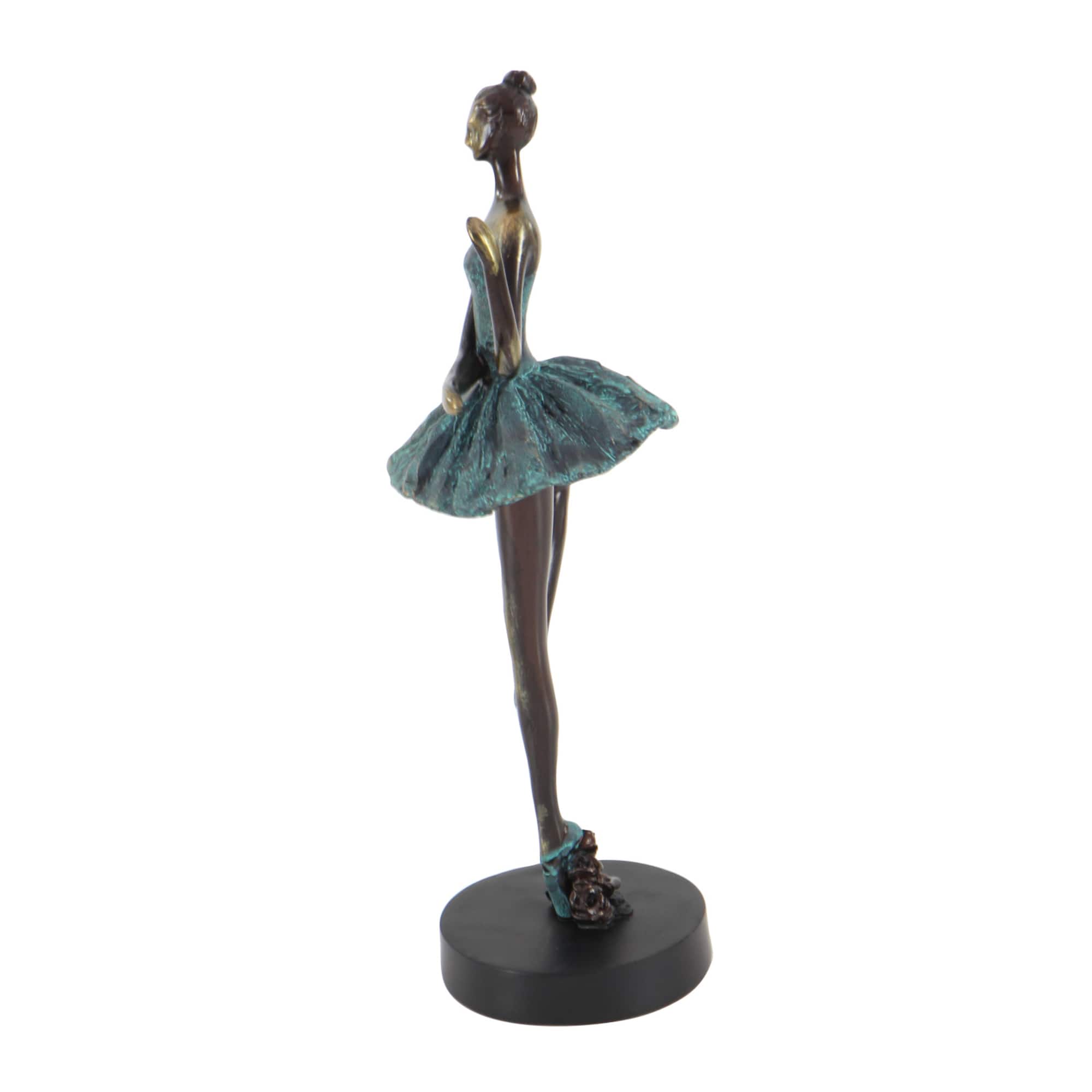 Set of 3 Teal Polystone Traditional Dancer Sculpture